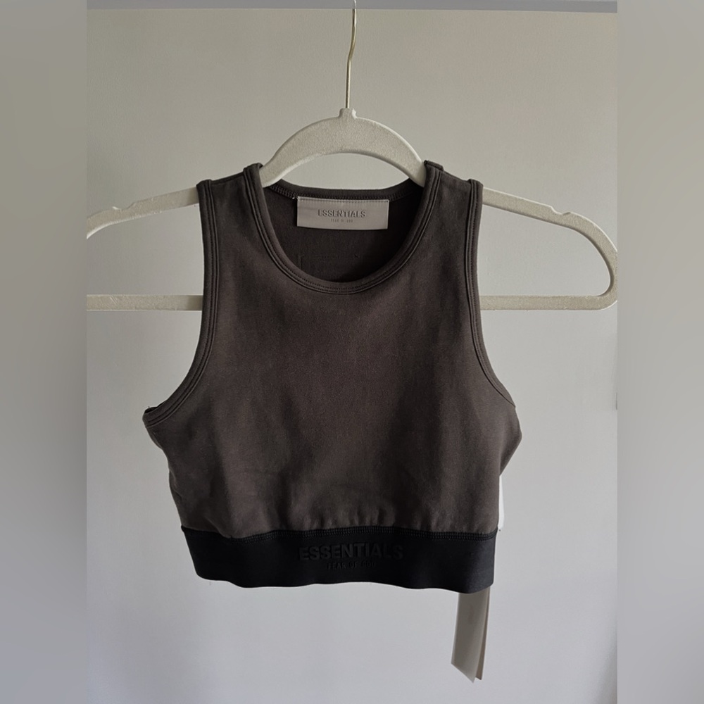 ESSENTIALS FEAR OF GOD Womens Off Black Sport Tank Top size XS
